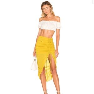 NWT Lovers + Friends Brooke Midi Skirt Yellow Sm